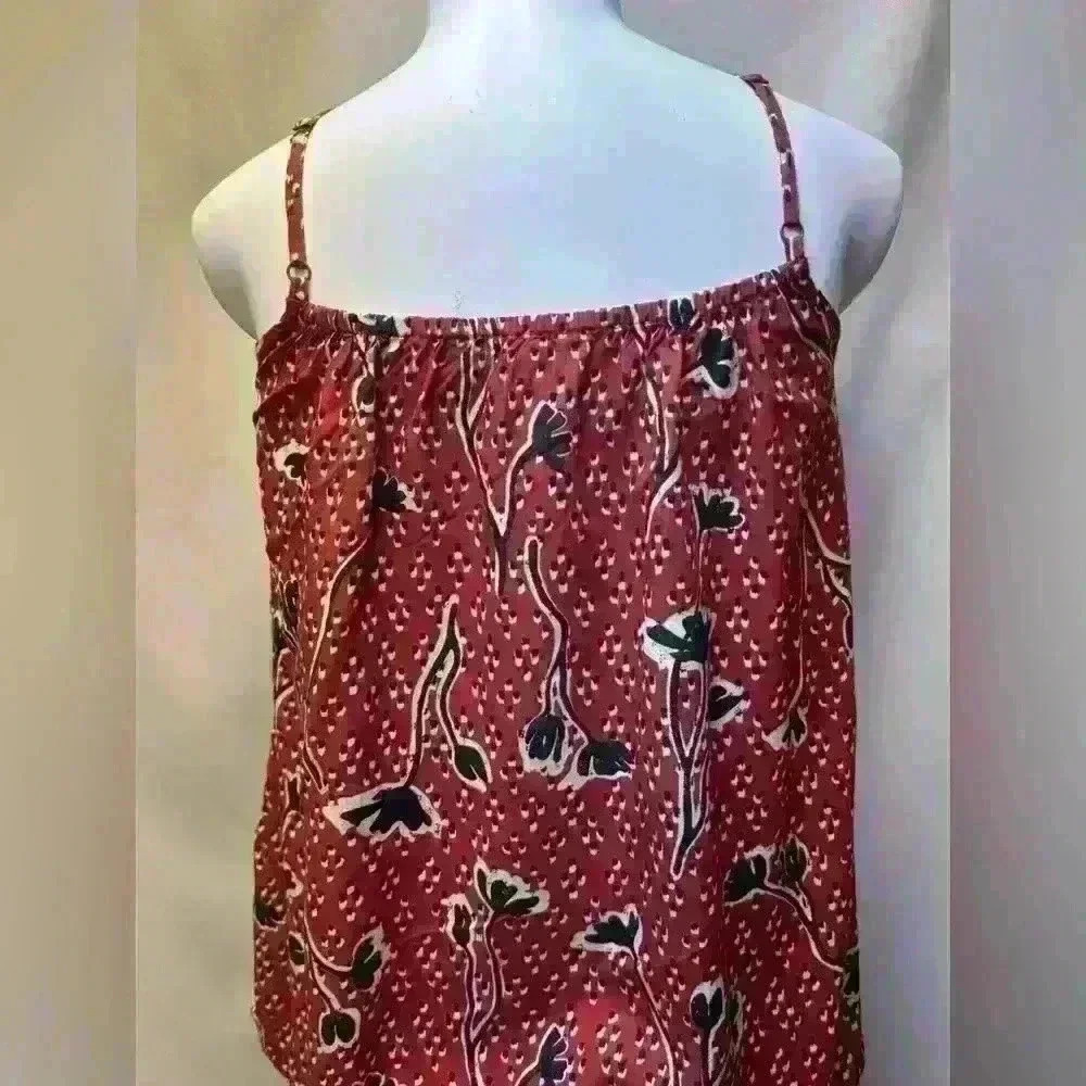 Fat Face FatFace Sian Floral Print Cami Top, Brick Red Size 12 - Picture 2 of 5